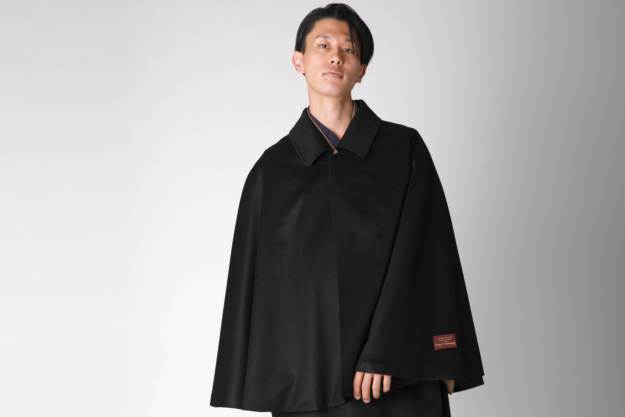インバネスコート ピュアカシミア 黒 高級 (5108) | 男着物の加藤商店