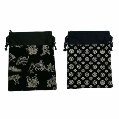 印傳 巾着 和装小物 青海波 素敵 未使用品 AC-95 印傳 巾着 和装小物 青海波 素敵 未使用品 AC-95 巾着［更紗／青海