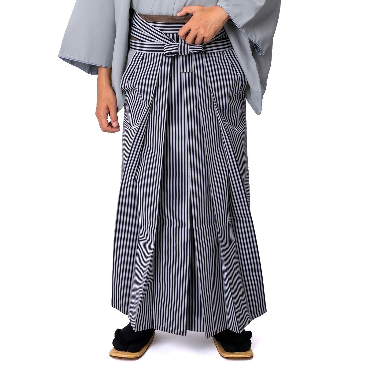行燈袴 交織縞 無双 白黒縞 150cm～190cm位まで対応 | 男着物の加藤 