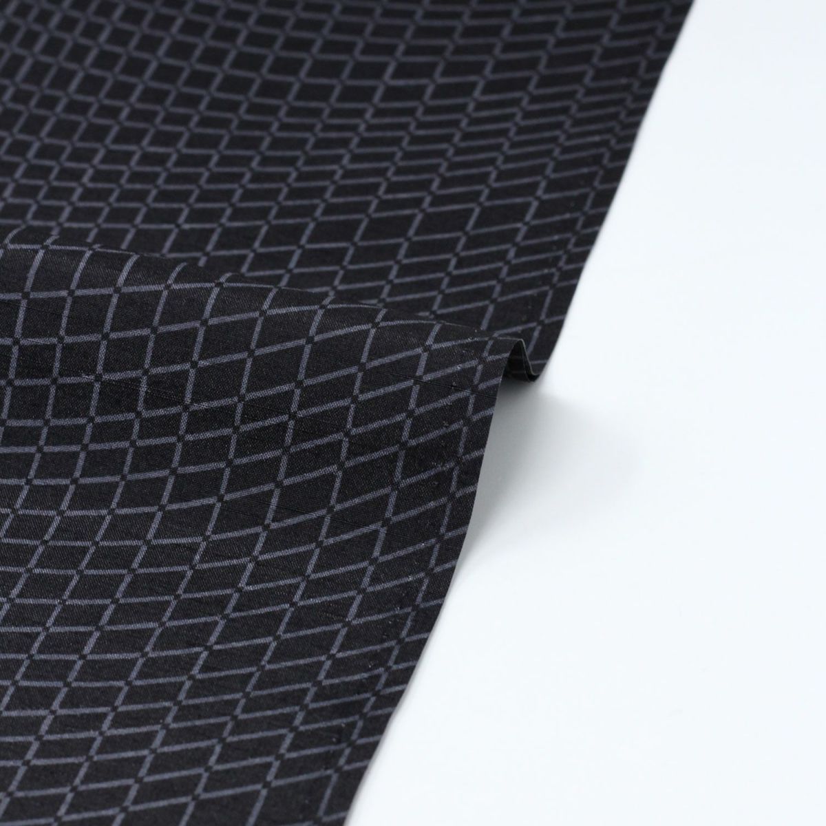 男着物 洗える着物 小紋 ハナエモリ 変わり格子 黒