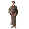 メンズ浴衣 夏着物 小千谷ちぢみ 本麻 茶 仕立て代込