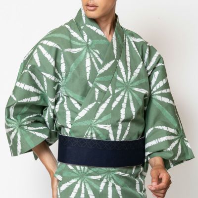 メンズ浴衣 注染 麻の葉 日本製 単品 | 男着物の加藤商店《公式》|男性 