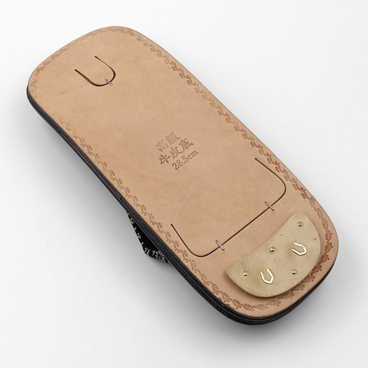 雪駄 印伝風 菊小紋 黒台