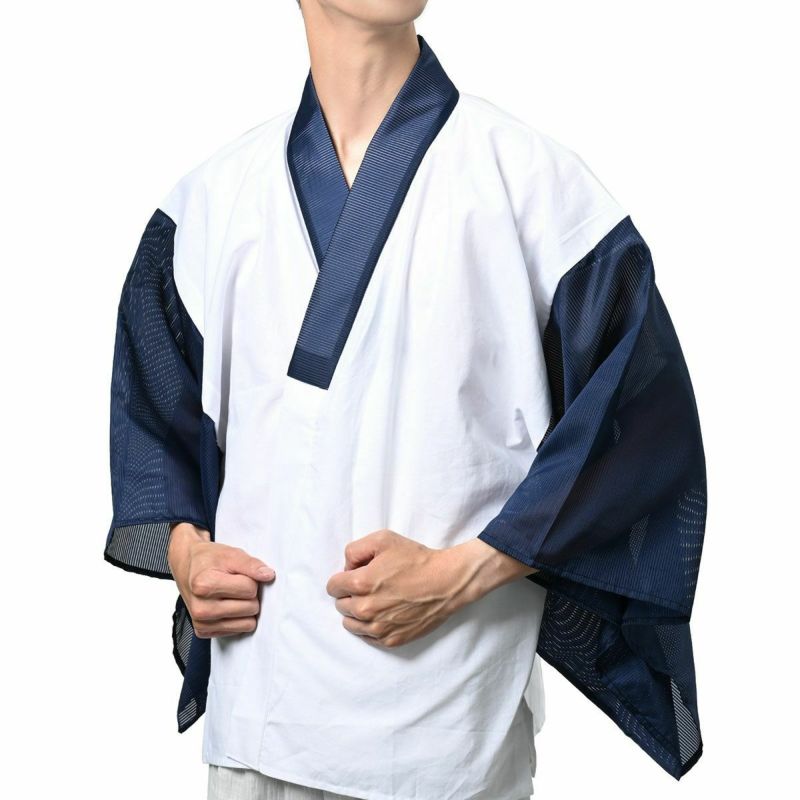 半襦袢 メンズ 洗える 絽 紺 M 訳あり