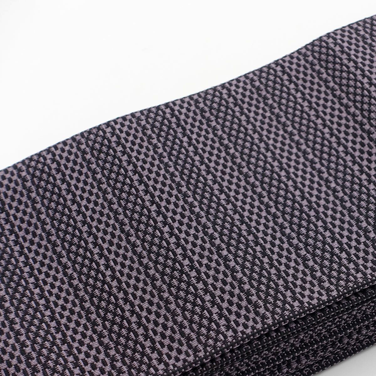 角帯 正絹 米沢織物 縞 灰紫