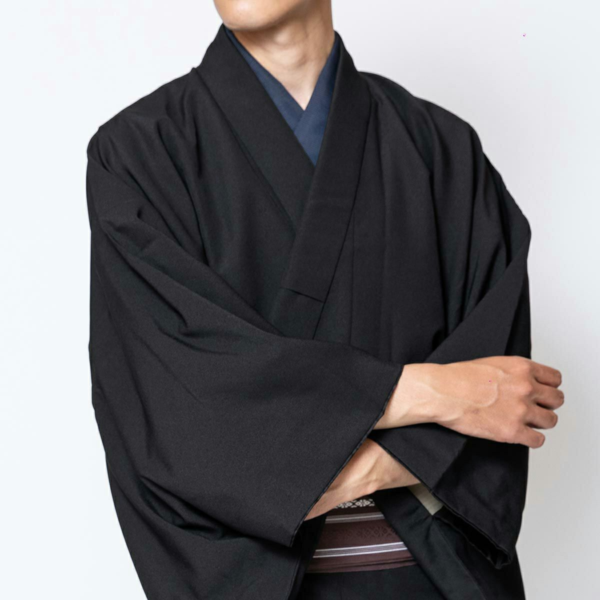 正絹縮緬 古 洗い張り着尺1着分 純黒薄手