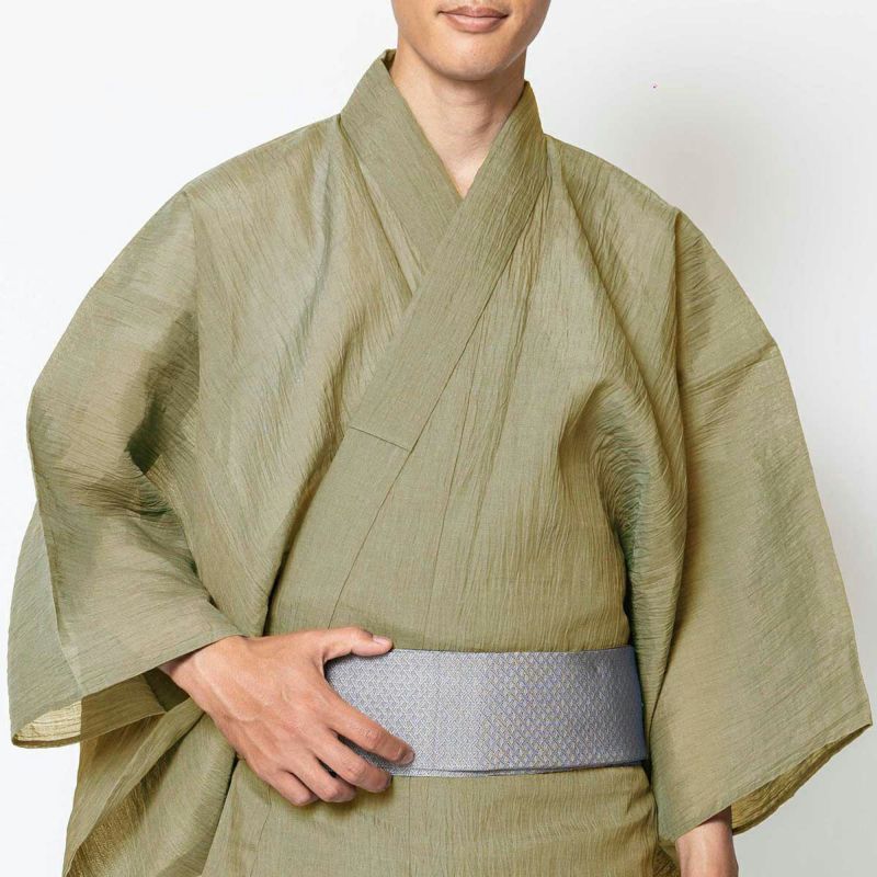 浴衣メンズ 夏着物 小千谷縮 本麻