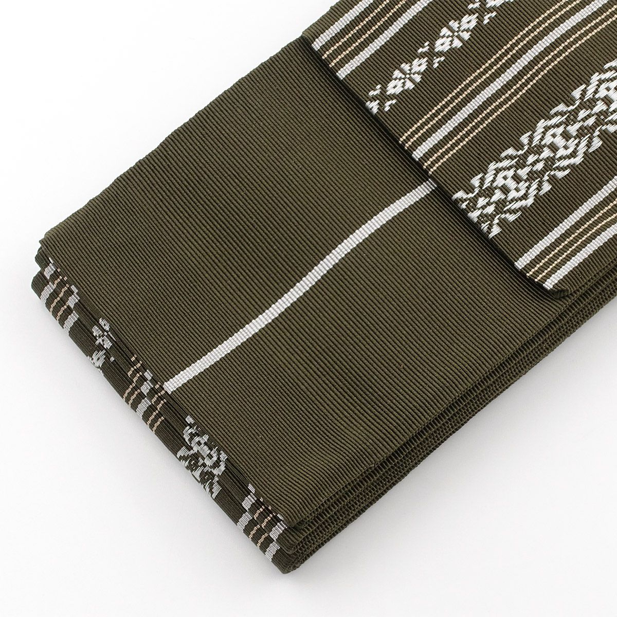 角帯 正絹 博多織物 献上 カーキ