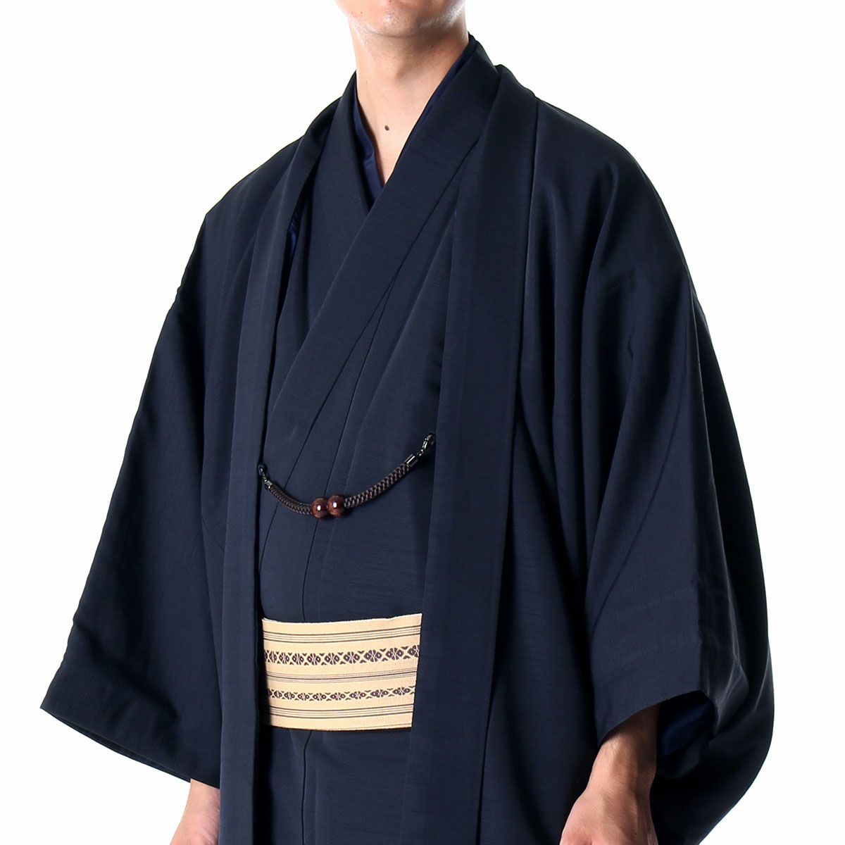 男着物 洗える着物 紬 袷 3L～5L 黒紺