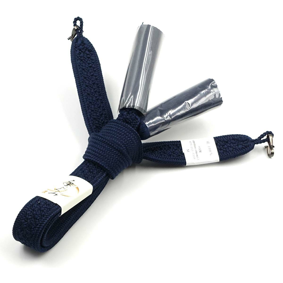 羽織紐 正絹 手組紐 平打ち 紺