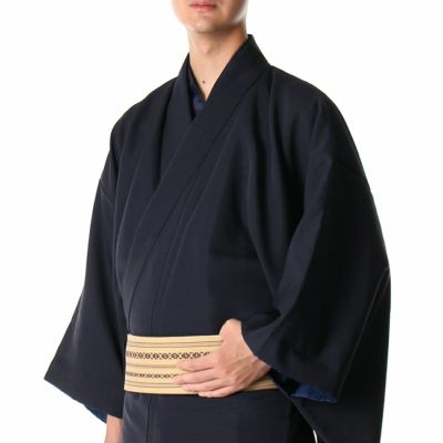 大きいサイズ すぐに着られる男着物 洗える 紬 袷 3L 黒紺