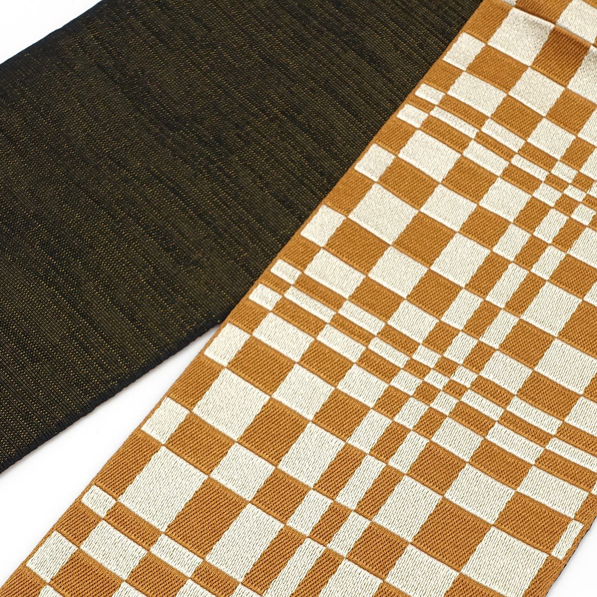 角帯 変わり市松 橙×黒