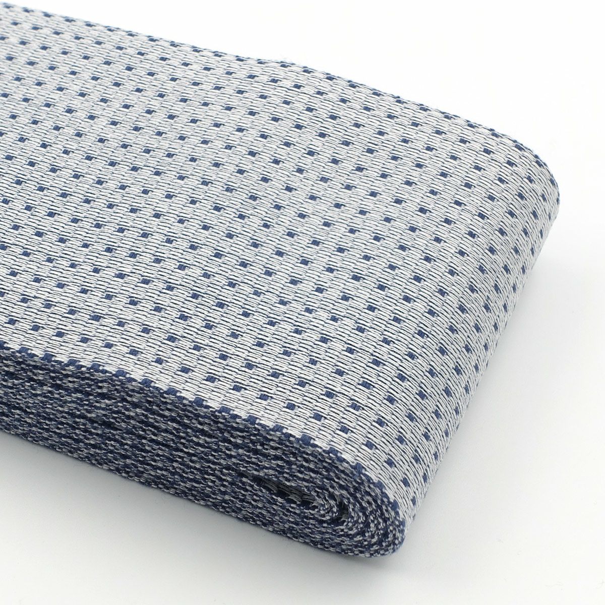 角帯 綿 ジャガード ドット柄 ホワイト×ブルー