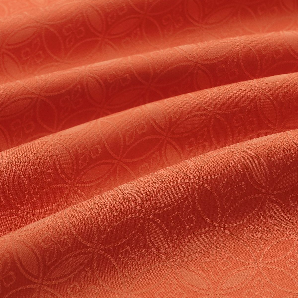 仕立てオーダー着物(もしくは羽織) ちりめん 洗える着物 小紋 テイジン 七宝 オレンジ