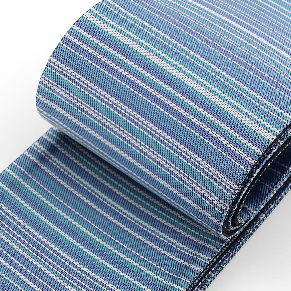 角帯 正絹 博多織物 リバーシブル 縞 青