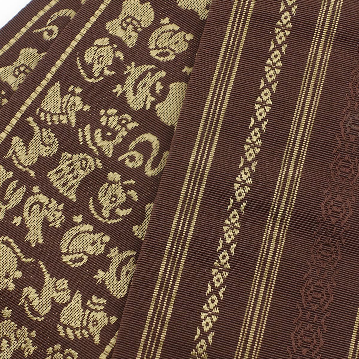 角帯 正絹 博多織物 干支 茶