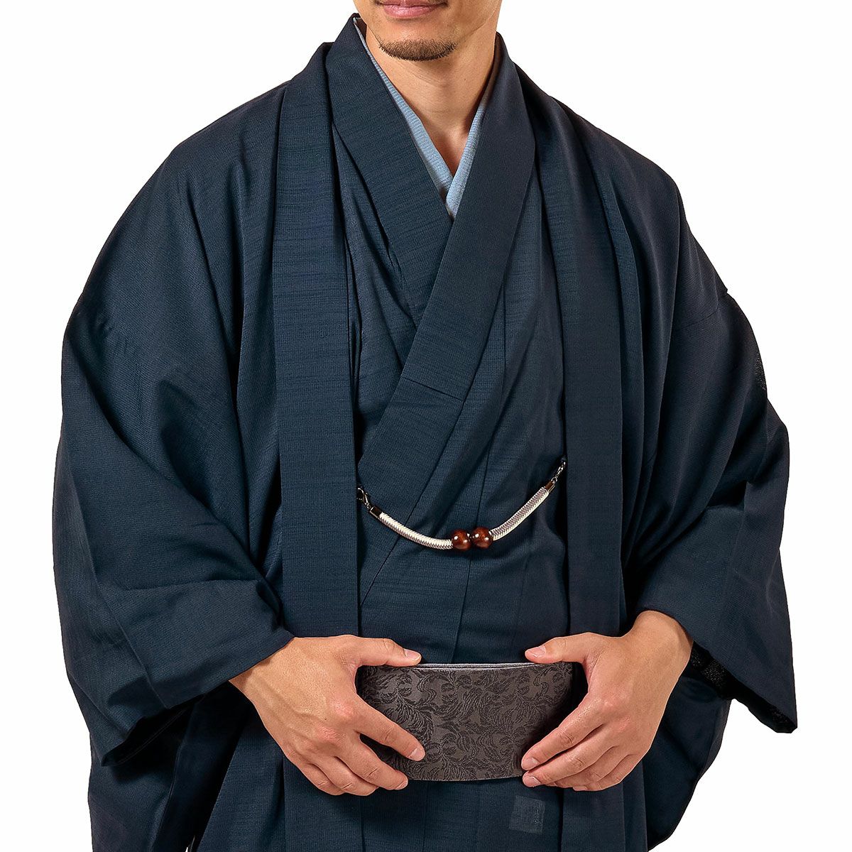 夏羽織 洗える 単衣 紗 濃紺 M～LL