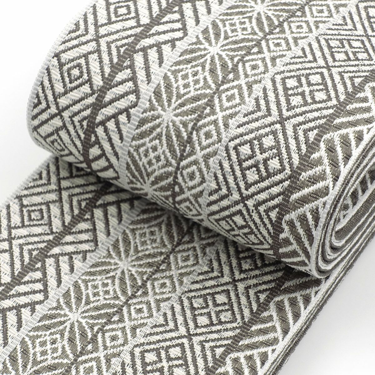 角帯 網代 変わり菱 白×グレー