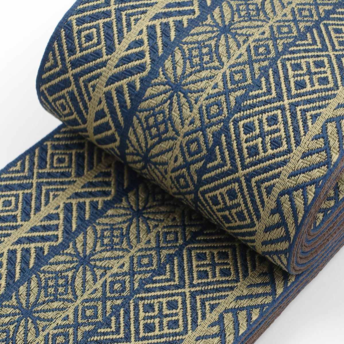 角帯 網代 変わり菱 紺×茶