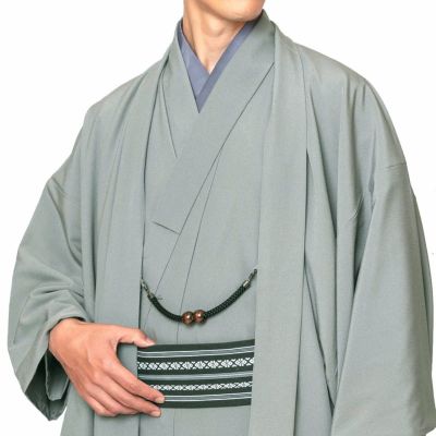 小さいサイズ すぐに着られる男羽織 洗える 袷 ちりめん グレー SS～S