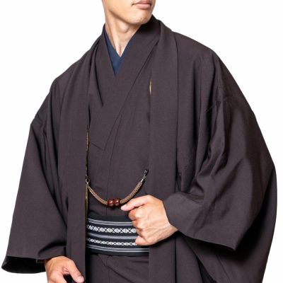 もこさん 2点 華 洗える着物 ちりめん調 一つ紋 ボルドー 2着 男性 二越ちりめん着物フルセット 小次郎 - KIMONO Connect