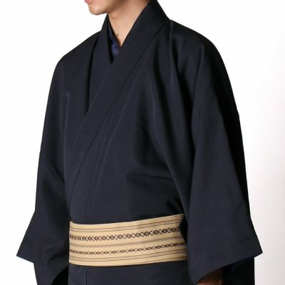 男着物3点セット 洗える着物 紬 黒紺 3L～5L（春・秋・冬）