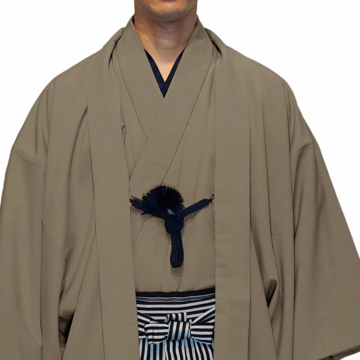 男着物 袴付き 11点フルセット 洗える ちりめん 袷 淡茶