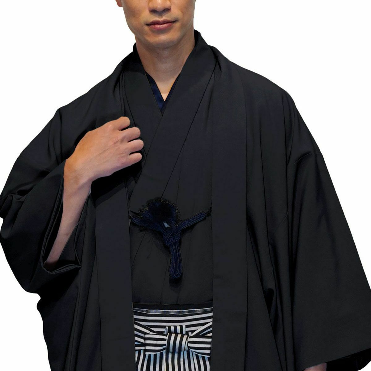 男着物 袴付き 11点フルセット 洗える ちりめん 袷 焦茶
