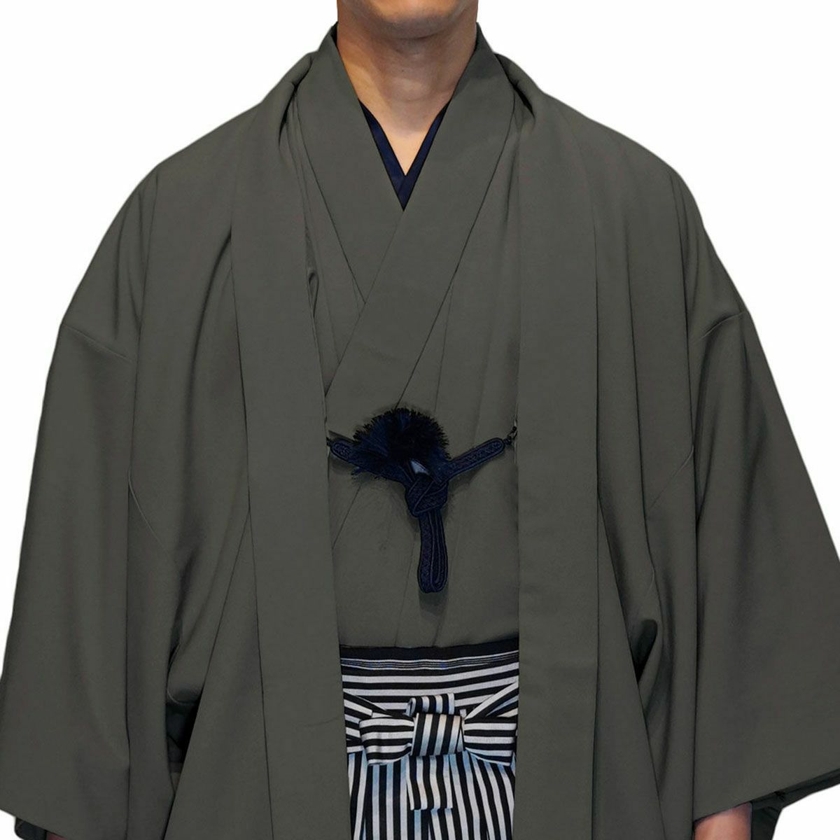 男着物 袴付き 11点フルセット 洗える ちりめん 袷 淡茶
