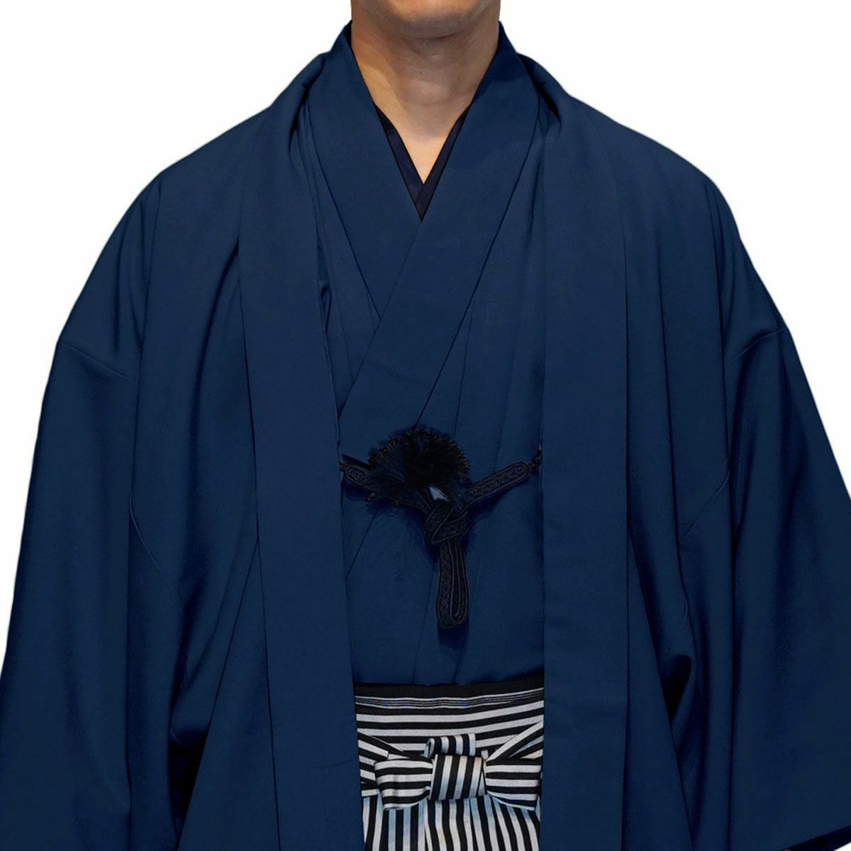 男着物 袴付き 11点フルセット 洗える ちりめん 袷 黒