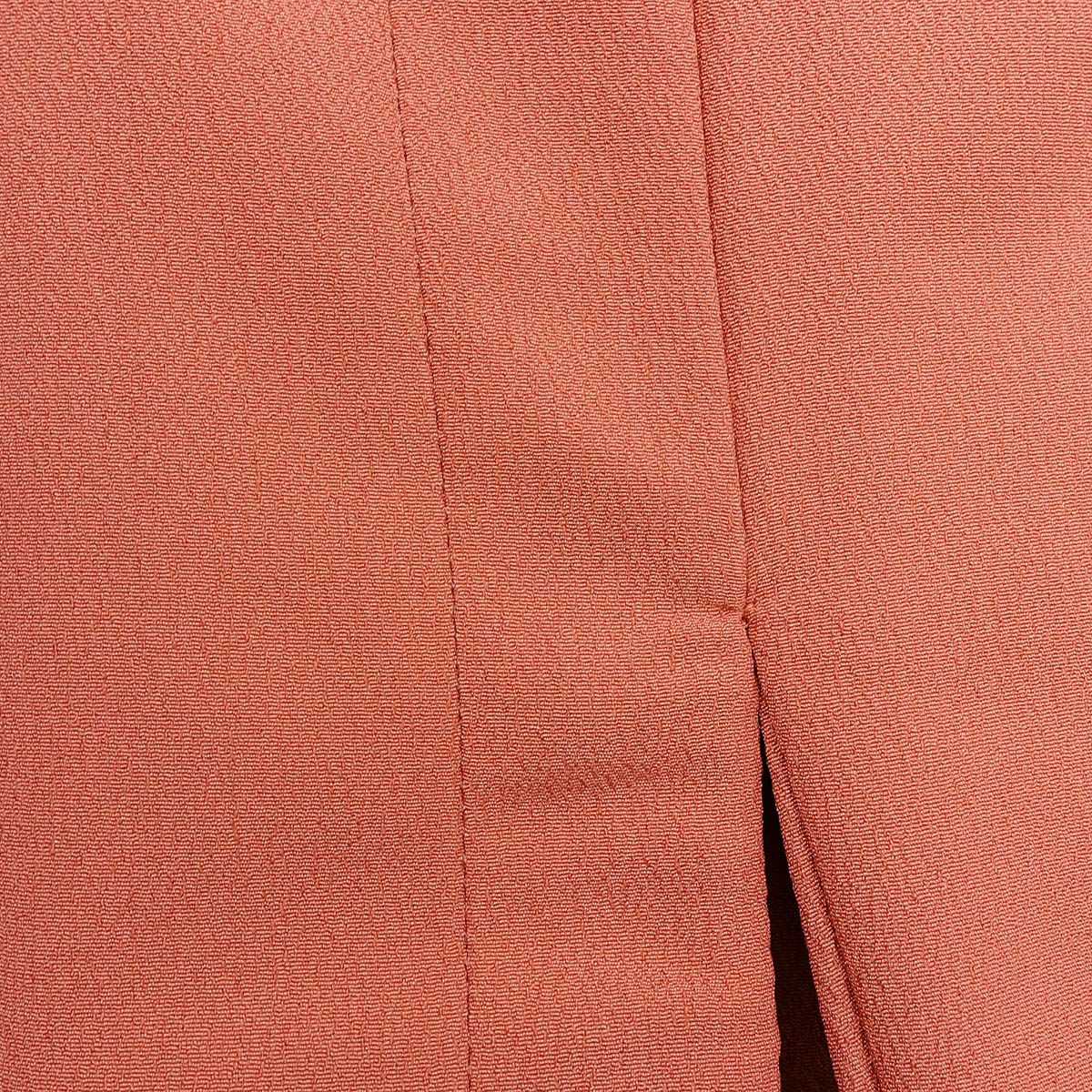 すぐに着られる男着物 洗える ちりめん 袷 珊瑚色101