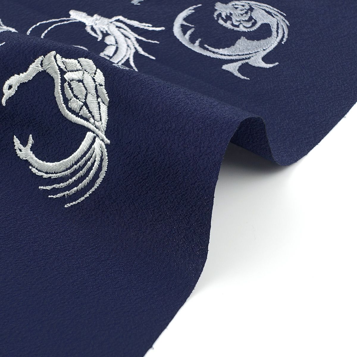 半衿 刺繍 ちりめん 男衿 四神 濃紺