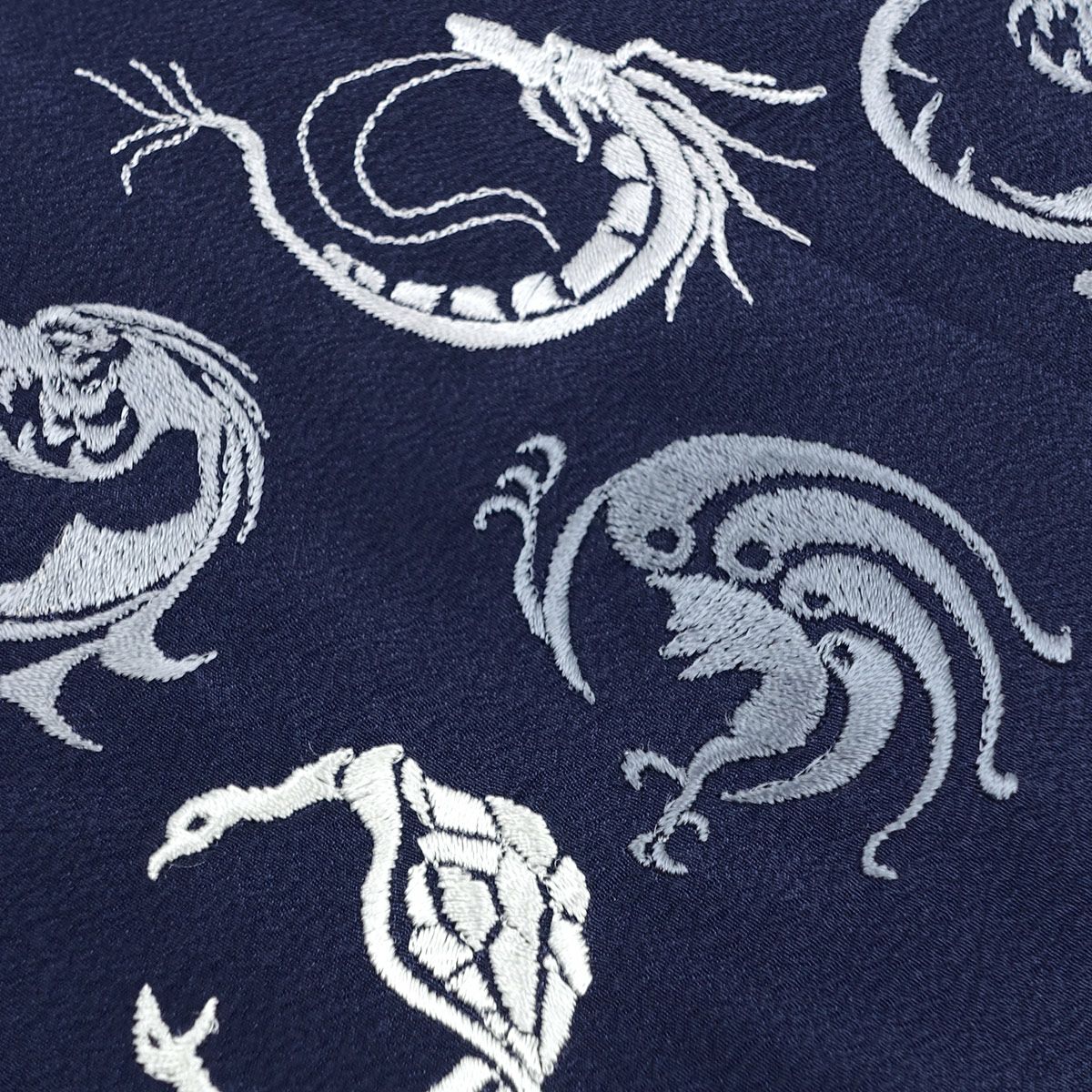 半衿 刺繍 ちりめん 男衿 四神 濃紺