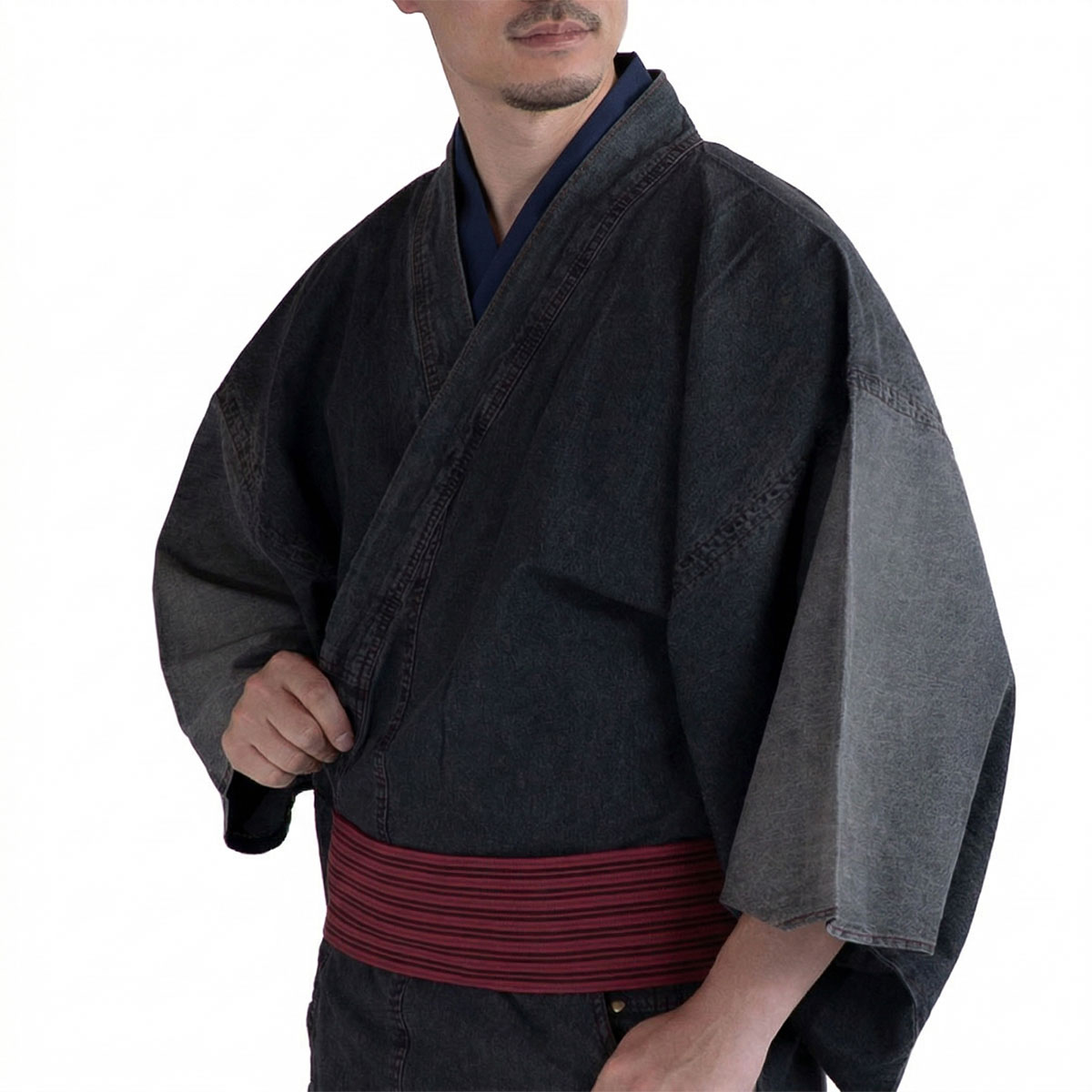デニム着物 メンズ 単衣 B 黒