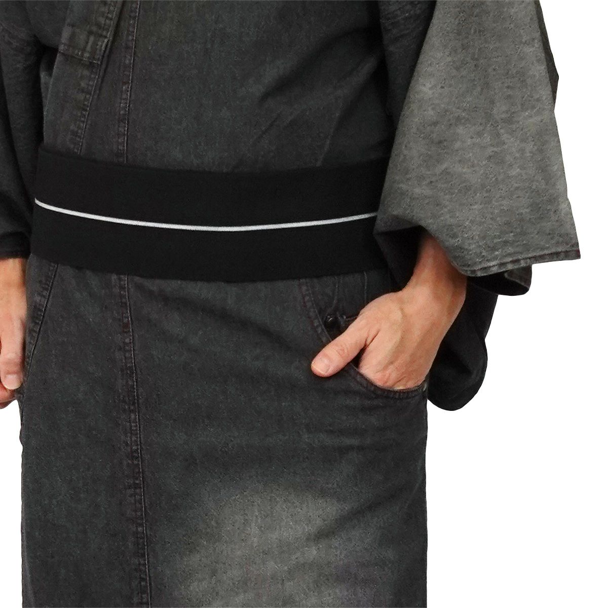 デニム着物 メンズ 単衣 B 黒