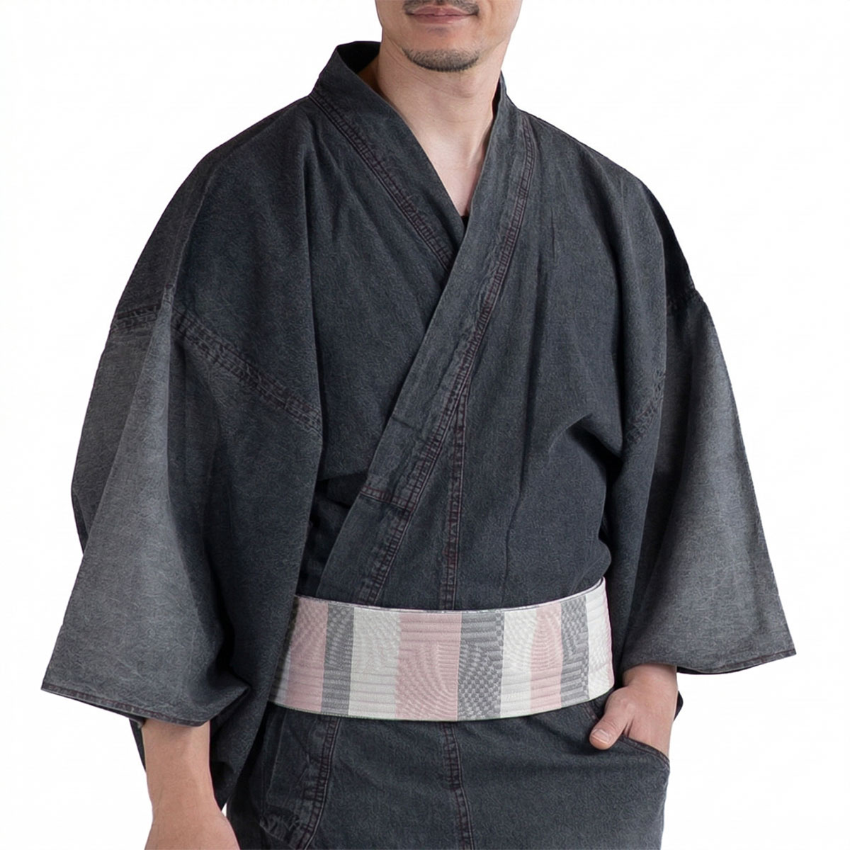 デニム着物 メンズ 単衣 B 黒