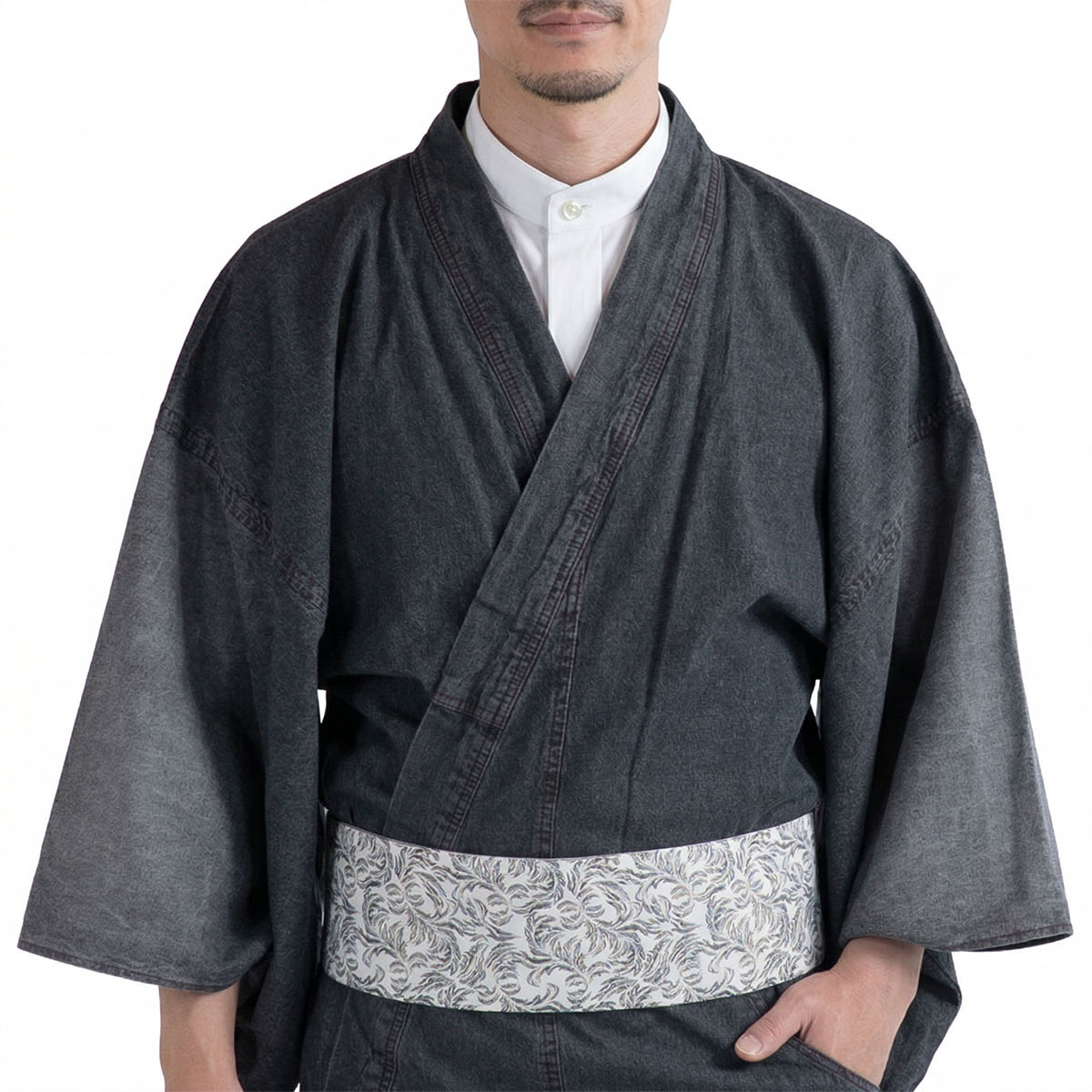 デニム着物 メンズ 単衣 B 黒