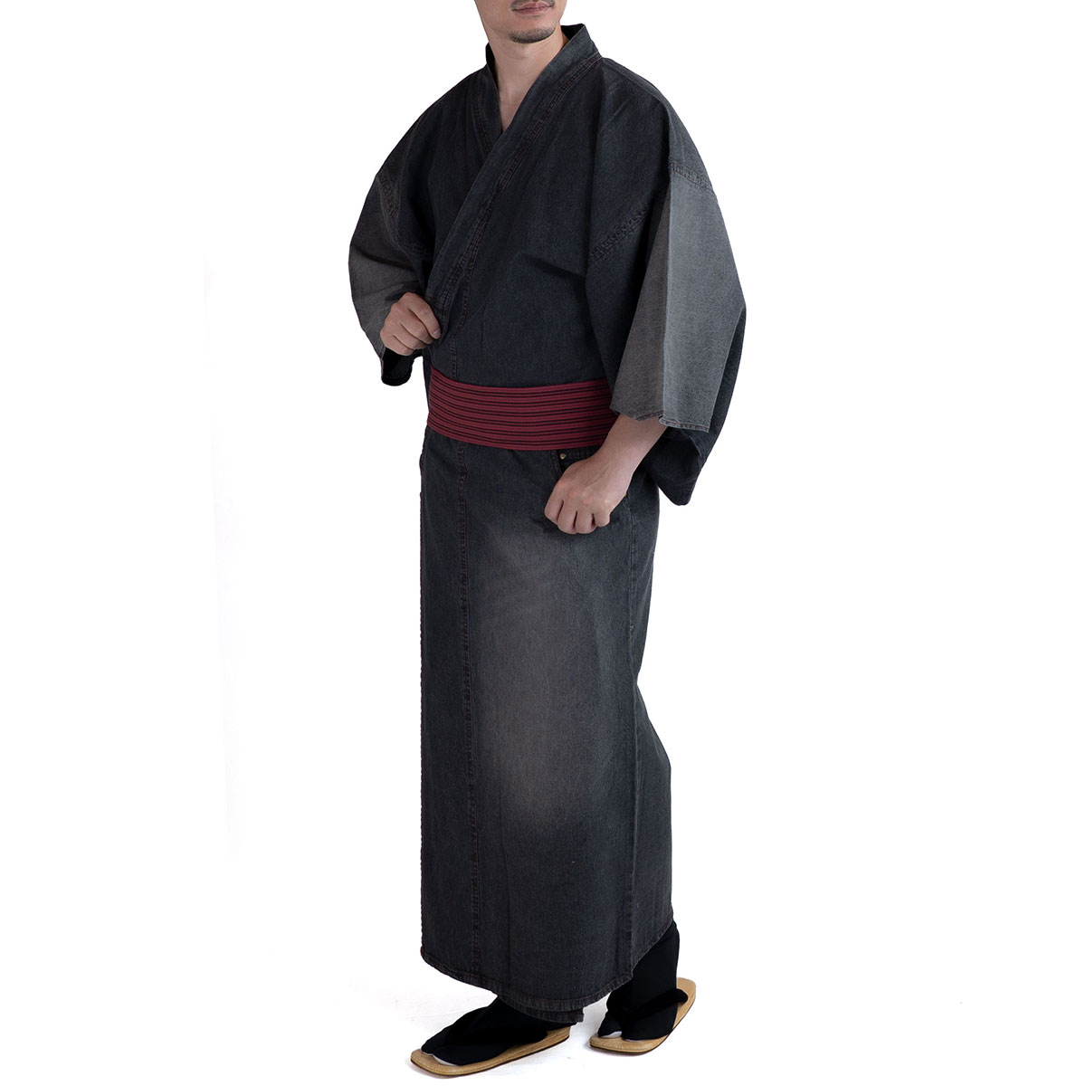 デニム着物 メンズ 単衣 B 黒