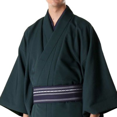 すぐに着られる男着物 洗える 紬 袷 鉄紺 175cm前後対応※裄（腕長さ）が短め
