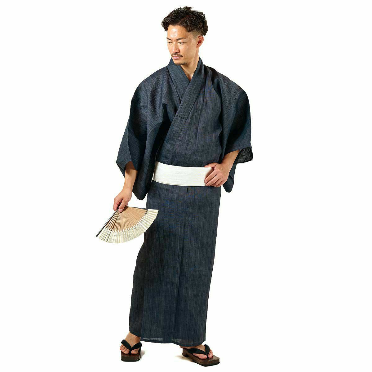 メンズ浴衣 夏着物 近江ちぢみ本麻