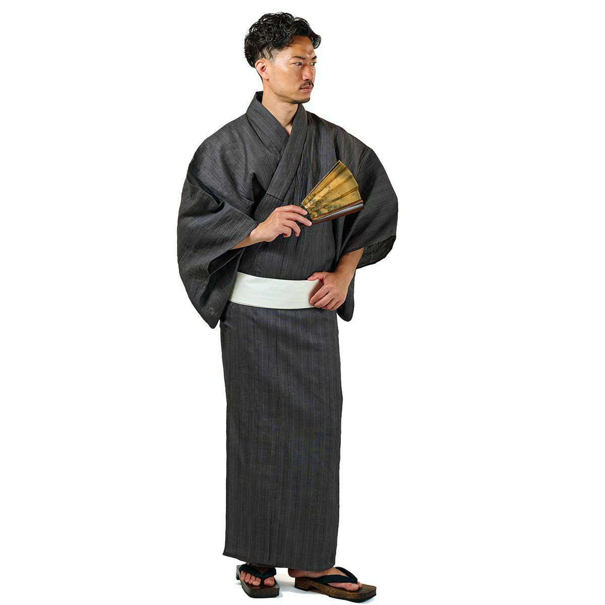 メンズ浴衣 夏着物 近江ちぢみ本麻