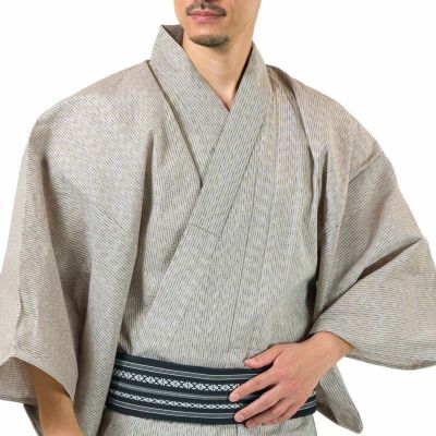 メンズ浴衣 しじら綿麻 オフホワイト 約180cm～195cm位対応