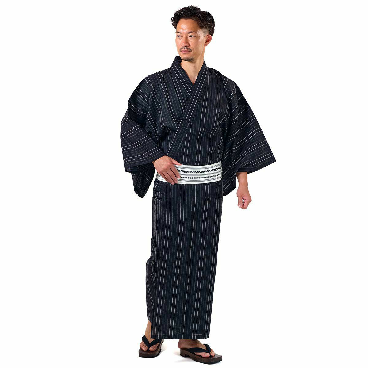 メンズ浴衣 しじら 綿麻 セット