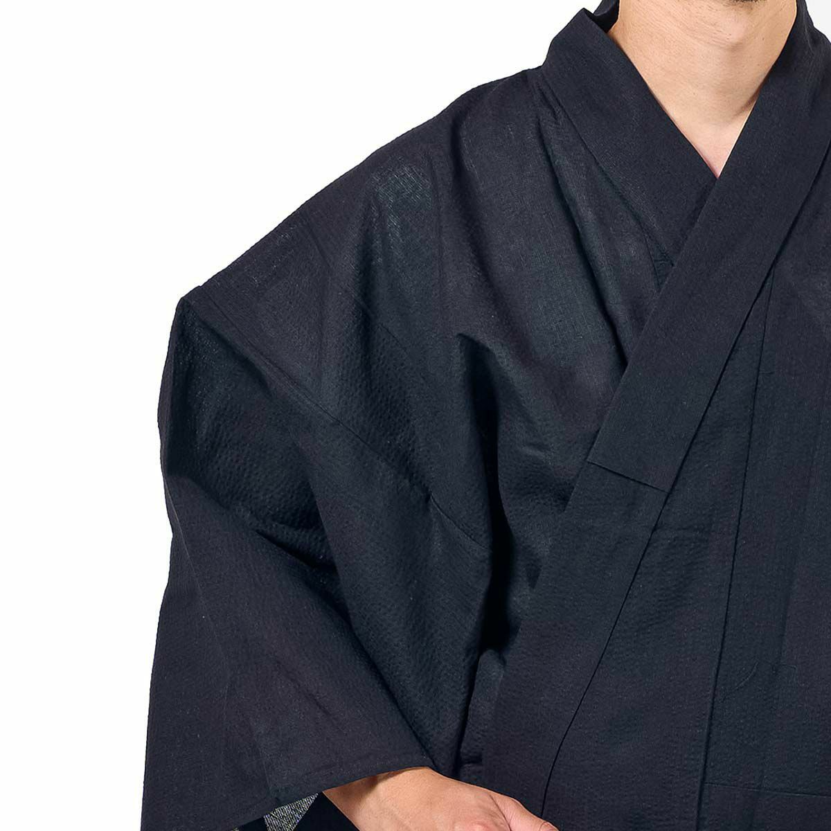 大きいメンズ浴衣 しじら 綿麻 作り帯セット