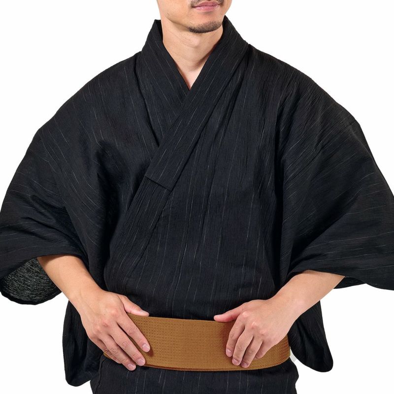 英語ガイドブック付き メンズ浴衣 近江ちぢみ 綿麻