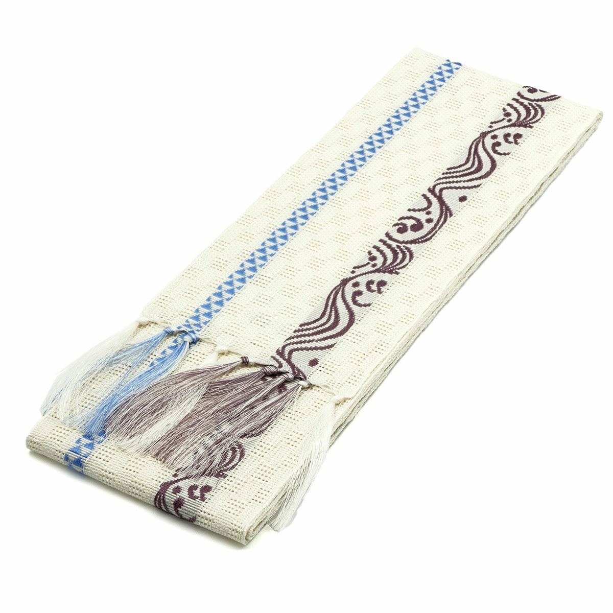 角帯 正絹 博多織物 夏帯 紗 白