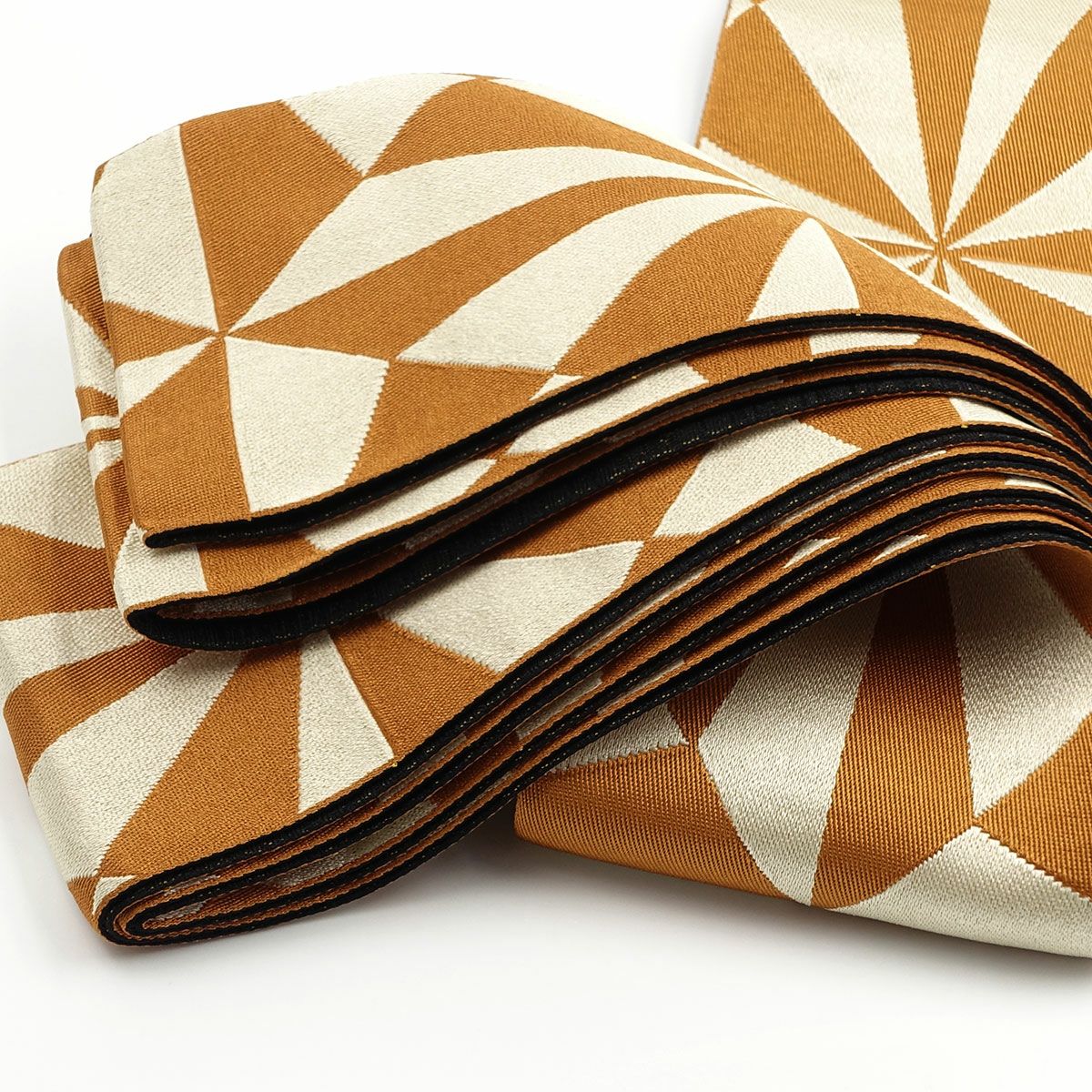 角帯 幾何学模様 橙×焦茶
