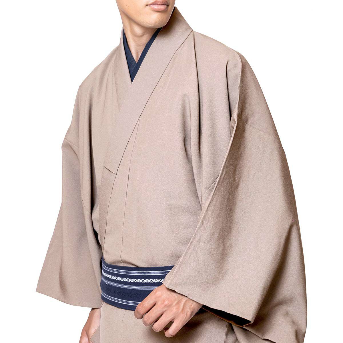 平和屋本店□極上 男性 お召 アンサンブル 長羽織・長襦袢(無双仕立て  