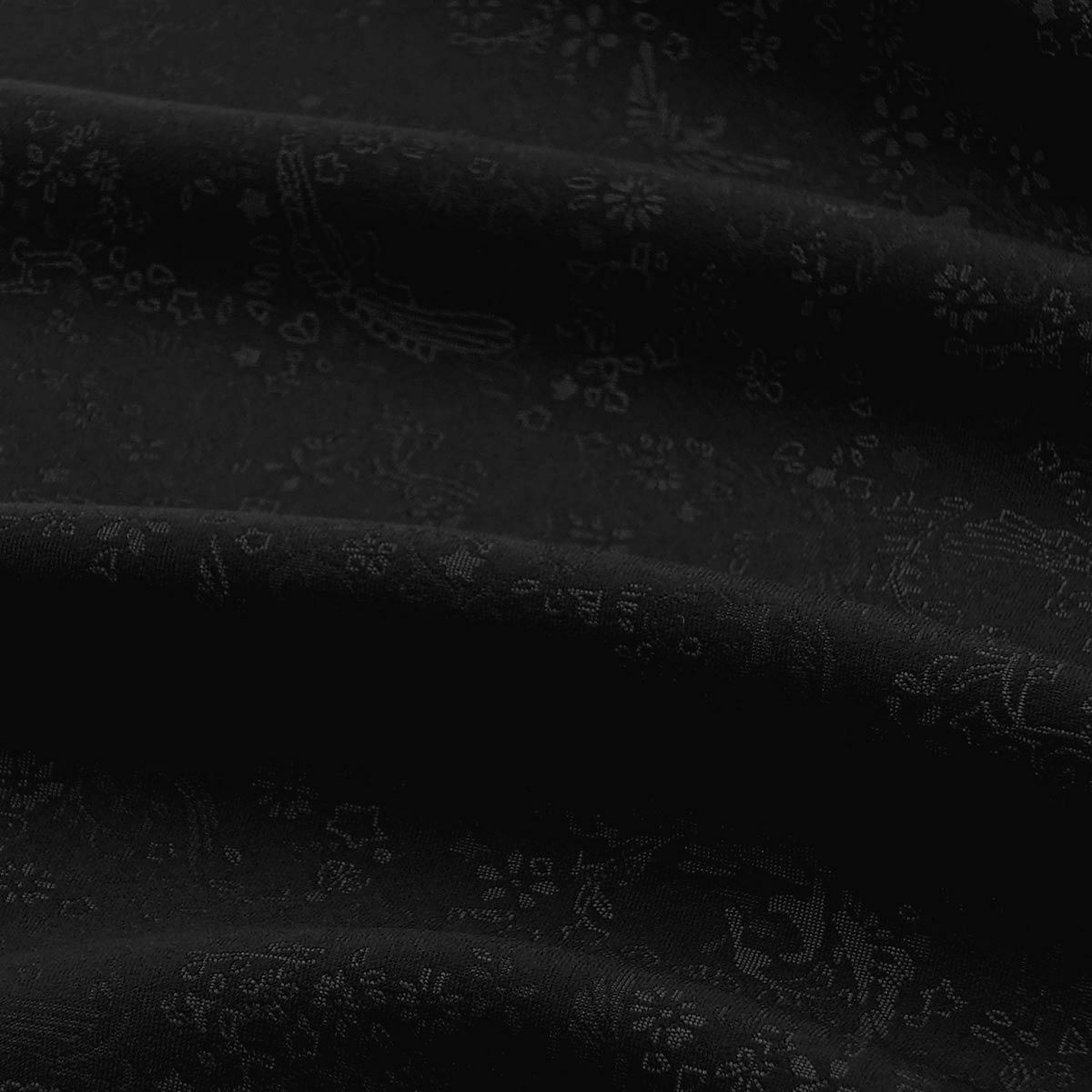 洗える 袷 ちりめん 小紋 鳳凰 黒