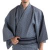 メンズ浴衣 滝流れ 綿 紗綾型 紺グレー